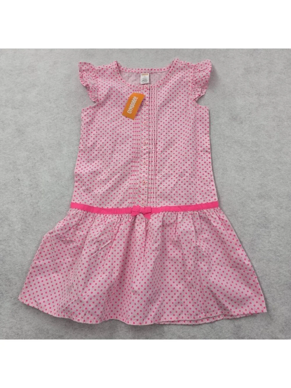 NWT Gymboree Picture Day Dress Size 10 Drop Waist Hot Pink Polka Dot Pin Tuck